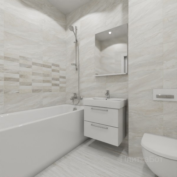ALMA ceramica 2026, Адриатик, Два декора над ванной и основная плитка, палубная №1