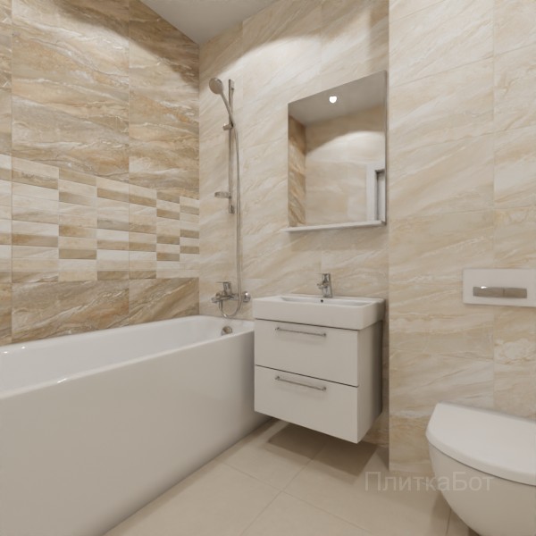 ALMA ceramica 2026, Адриатик (беж), Два декора над ванной