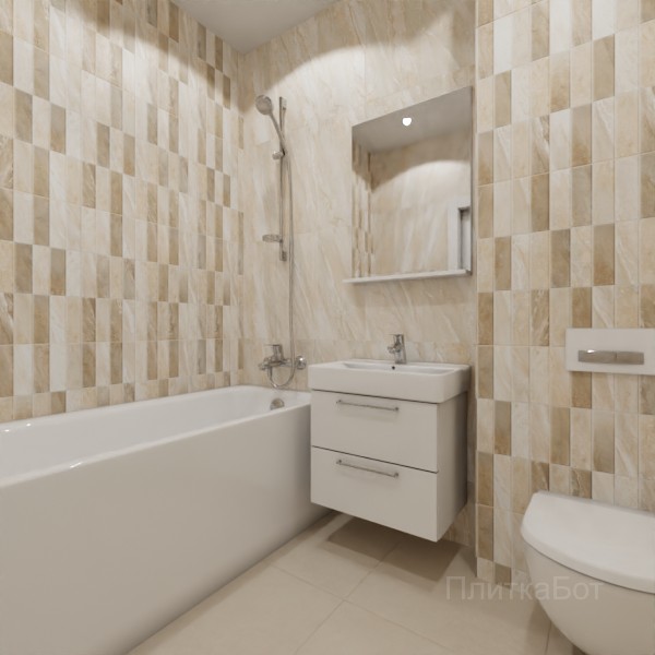 ALMA ceramica 2026, Адриатик (беж), Контрастные стены вертикально, контраст у инсталляции №1