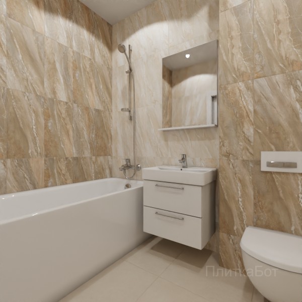 ALMA ceramica 2026, Адриатик (беж), Контрастные стены вертикально, контраст у инсталляции №2