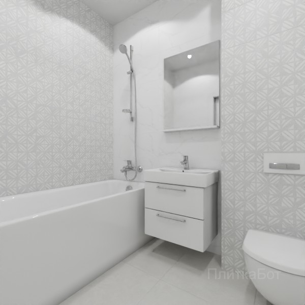 ALMA ceramica 2026, Амарант, Два декора над ванной, контраст у инсталляции №16