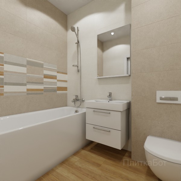 ALMA ceramica 2026, Ангола, Два декора над ванной, контраст у инсталляции, палубная №1
