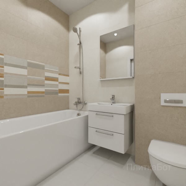 ALMA ceramica 2026, Ангола, Два декора над ванной, контраст у инсталляции №1