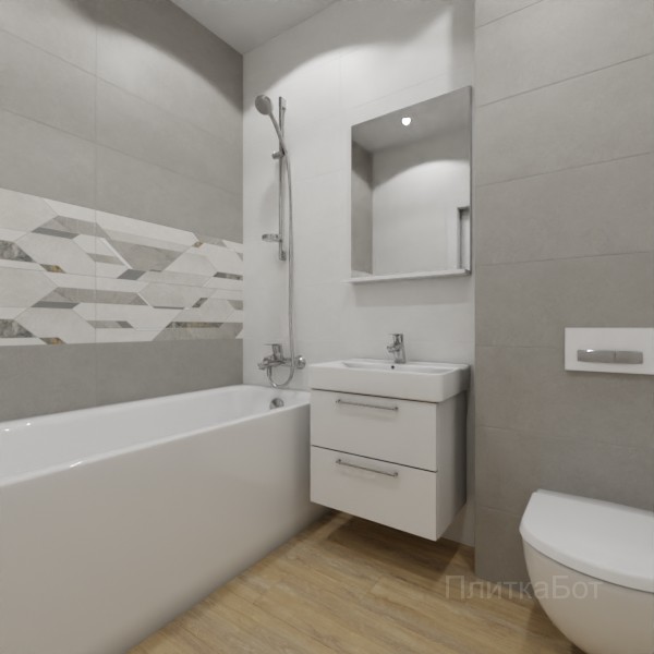 ALMA ceramica 2026, Антурин, Два декора над ванной, контраст у инсталляции, палубная №7