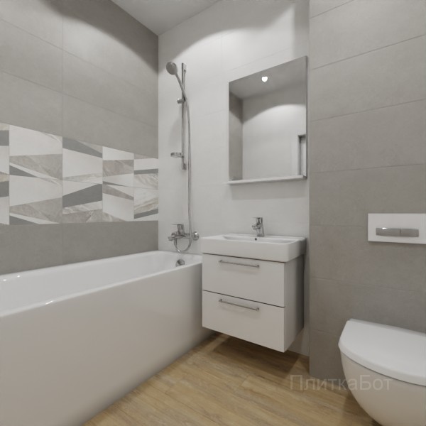 ALMA ceramica 2026, Антурин, Два декора над ванной, контраст у инсталляции, палубная №10