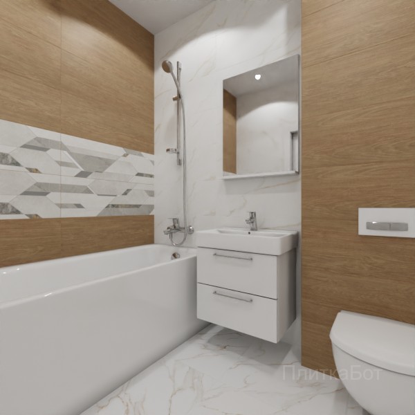 ALMA ceramica 2026, Антурин, Два декора над ванной, контраст у инсталляции №7
