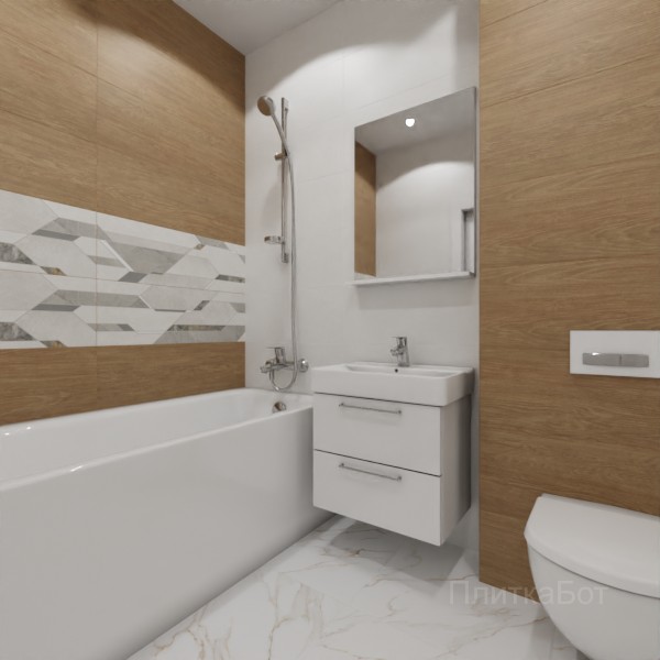 ALMA ceramica 2026, Антурин, Два декора над ванной, контраст у инсталляции №25