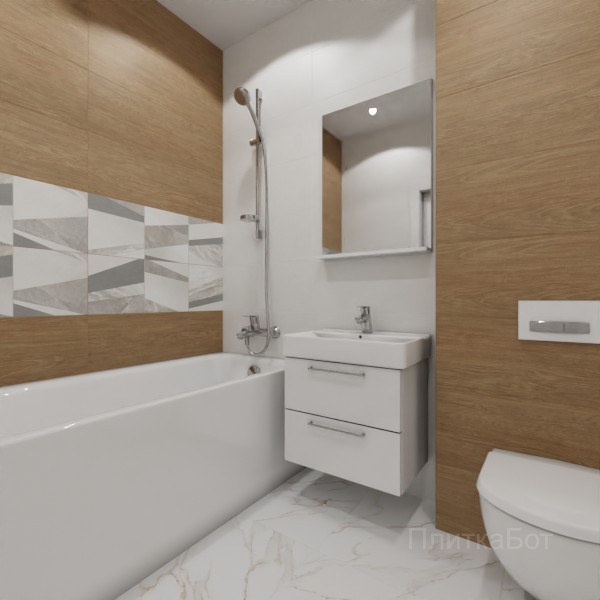 ALMA ceramica 2026, Антурин, Два декора над ванной, контраст у инсталляции №34