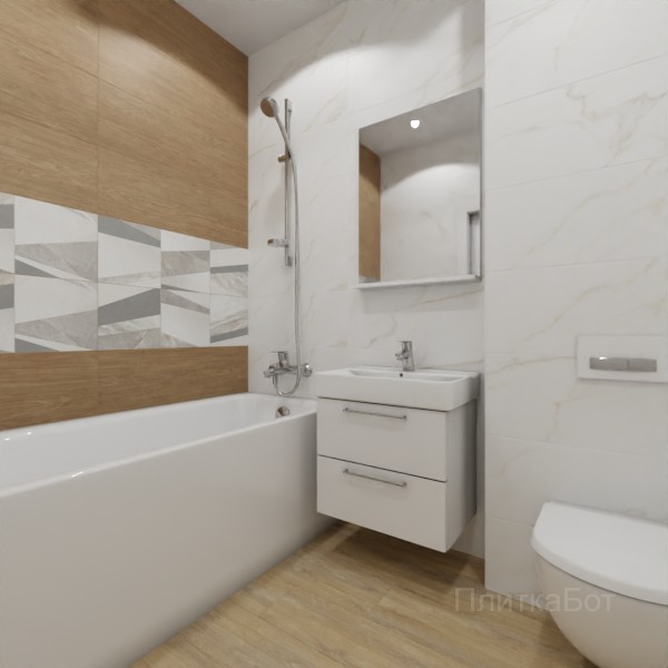 ALMA ceramica 2026, Антурин, Два декора над ванной, палубная №11