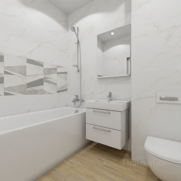 ALMA ceramica 2026, Антурин, Два декора над ванной и основная плитка, палубная №2