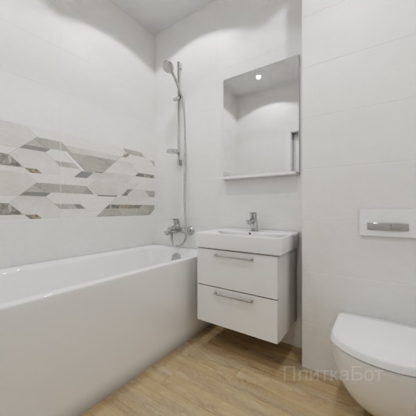 ALMA ceramica 2026, Антурин, Два декора над ванной и основная плитка, палубная №3