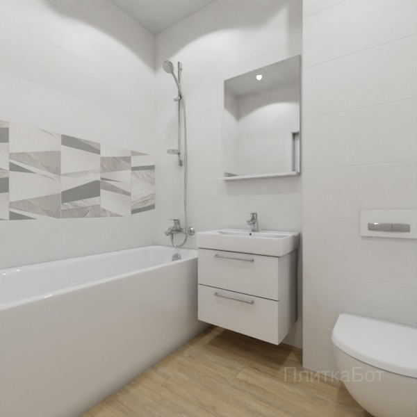 ALMA ceramica 2026, Антурин, Два декора над ванной и основная плитка, палубная №4