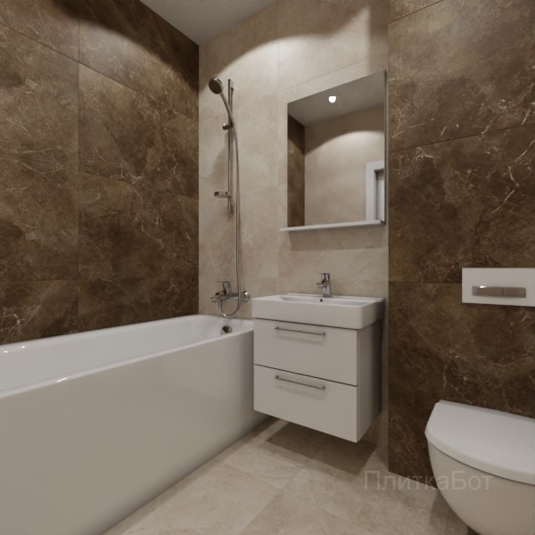 ALMA ceramica 2026, Апарель (беж), Контрастные стены, контраст у инсталляции №1