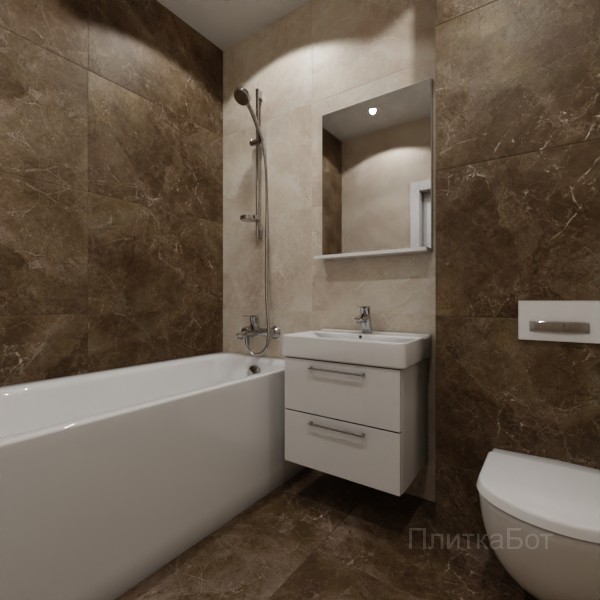 ALMA ceramica 2026, Апарель (беж), Контрастные стены, контраст у инсталляции №2