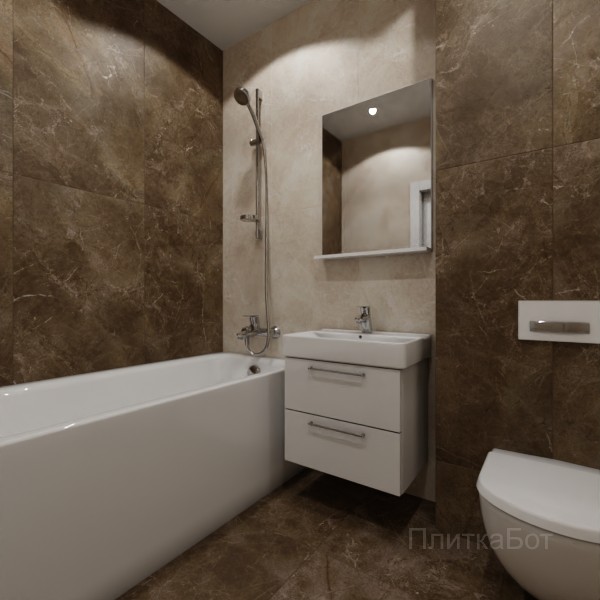 ALMA ceramica 2026, Апарель (беж), Контрастные стены вертикально, контраст у инсталляции №2