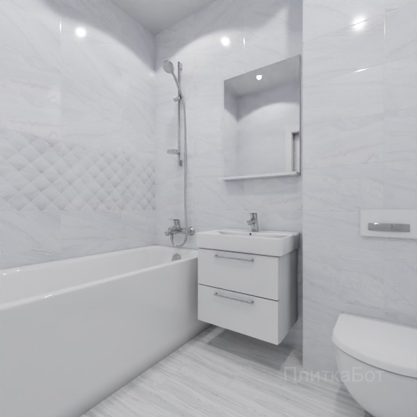 ALMA ceramica 2026, Аркадия, Два декора над ванной и основная плитка, палубная