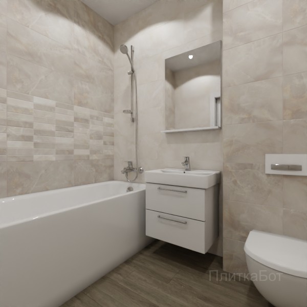 ALMA ceramica 2026, Азимут, Два декора над ванной, контраст у инсталляции, палубная №3