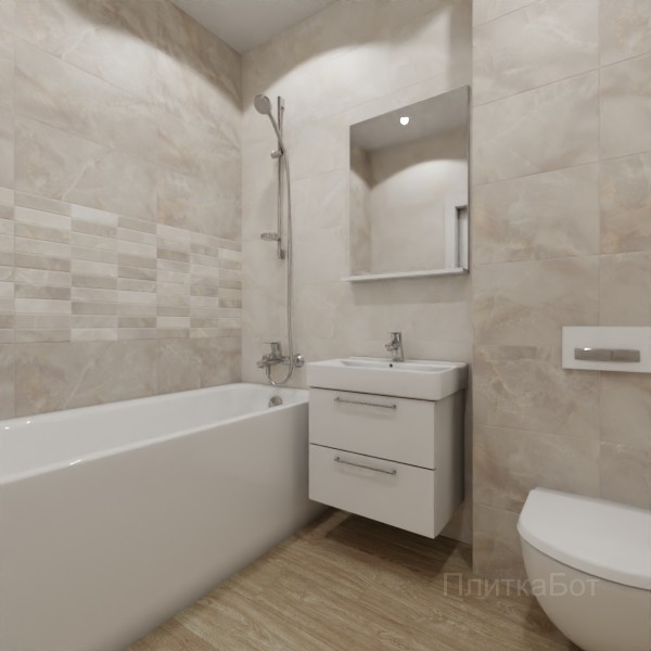 ALMA ceramica 2026, Азимут, Два декора над ванной, контраст у инсталляции, палубная №4