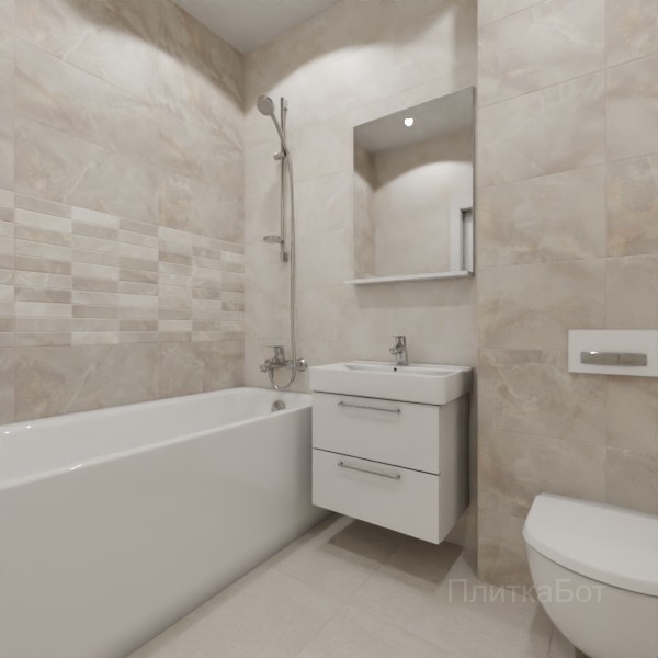 ALMA ceramica 2026, Азимут, Два декора над ванной, контраст у инсталляции №4
