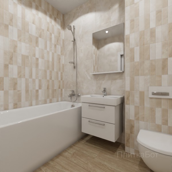 ALMA ceramica 2026, Азимут (беж), Контрастные стены вертикально, контраст у инсталляции, палубная №1