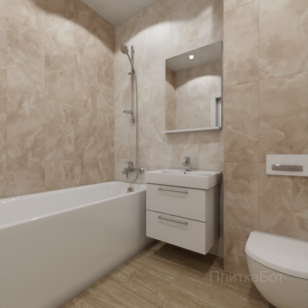 ALMA ceramica 2026, Азимут (беж), Контрастные стены вертикально, контраст у инсталляции, палубная №2