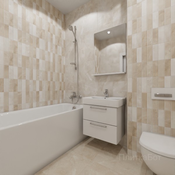 ALMA ceramica 2026, Азимут (беж), Контрастные стены вертикально, контраст у инсталляции №1