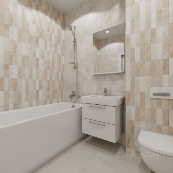 ALMA ceramica 2026, Азимут (беж), Контрастные стены вертикально, контраст у инсталляции №2