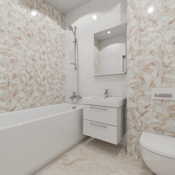 ALMA ceramica 2026, Бергамо (беж), Контрастные стены вертикально, контраст у инсталляции №1