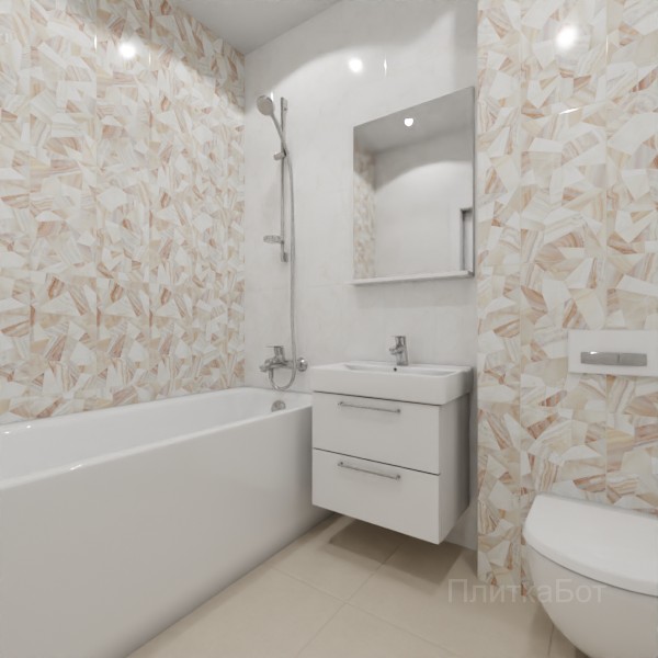 ALMA ceramica 2026, Бергамо (беж), Контрастные стены вертикально, контраст у инсталляции №2