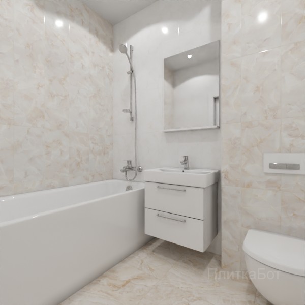 ALMA ceramica 2026, Бергамо (беж), Контрастные стены вертикально, контраст у инсталляции №3