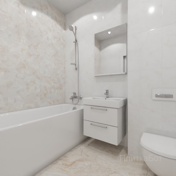 ALMA ceramica 2026, Бергамо (беж), Контрастные стены вертикально №3