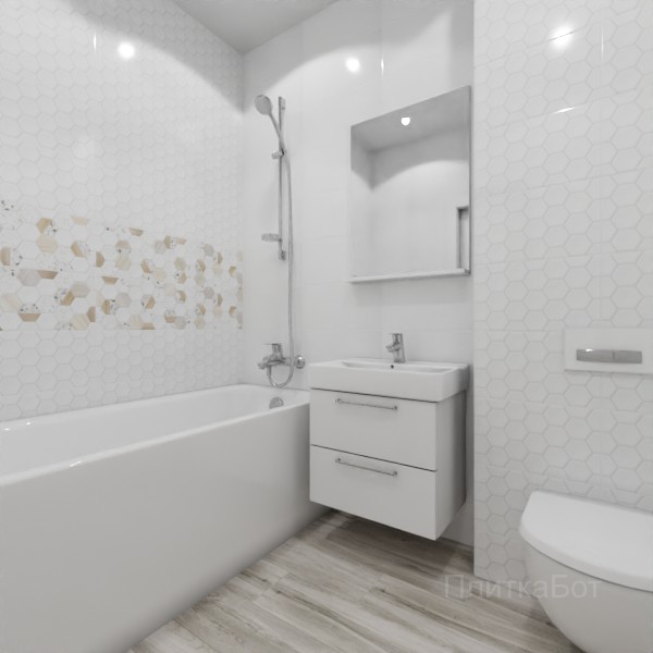 ALMA ceramica 2026, Бильбао, Два декора над ванной, контраст у инсталляции, палубная №2