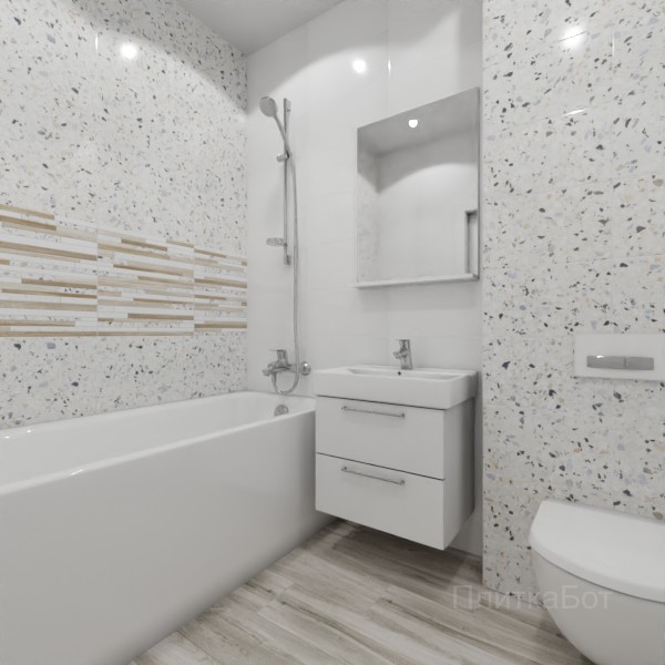 ALMA ceramica 2026, Бильбао, Два декора над ванной, контраст у инсталляции, палубная №4