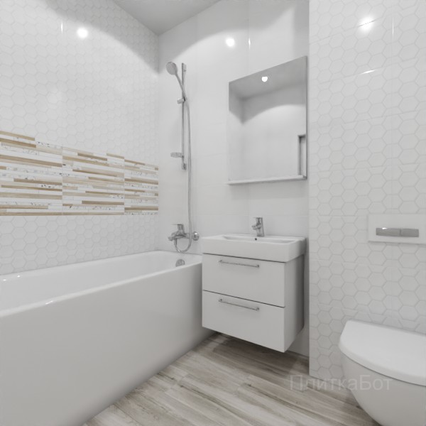 ALMA ceramica 2026, Бильбао, Два декора над ванной, контраст у инсталляции, палубная №5