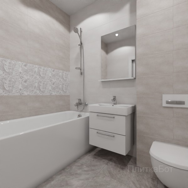 ALMA ceramica 2026, Бонита, Два декора над ванной, контраст у инсталляции №1