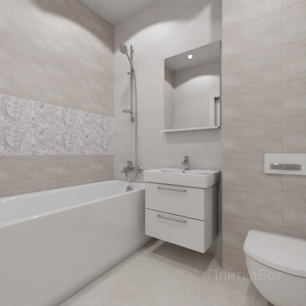 ALMA ceramica 2026, Бонита, Два декора над ванной, контраст у инсталляции №2