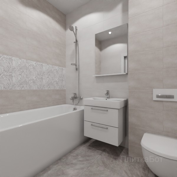 ALMA ceramica 2026, Бонита, Два декора над ванной, контраст у инсталляции №5