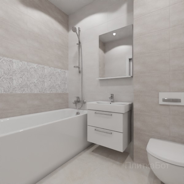 ALMA ceramica 2026, Бонита, Два декора над ванной, контраст у инсталляции №6