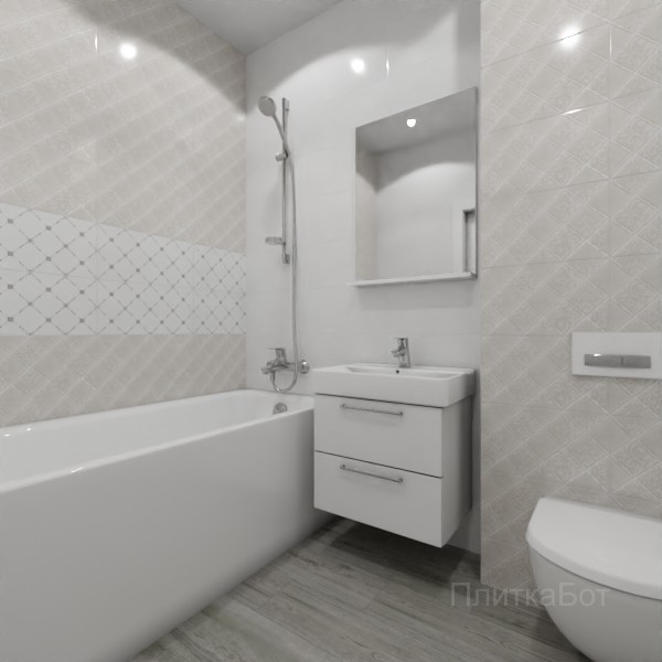 ALMA ceramica 2026, Брента, Два декора над ванной, контраст у инсталляции, палубная №1