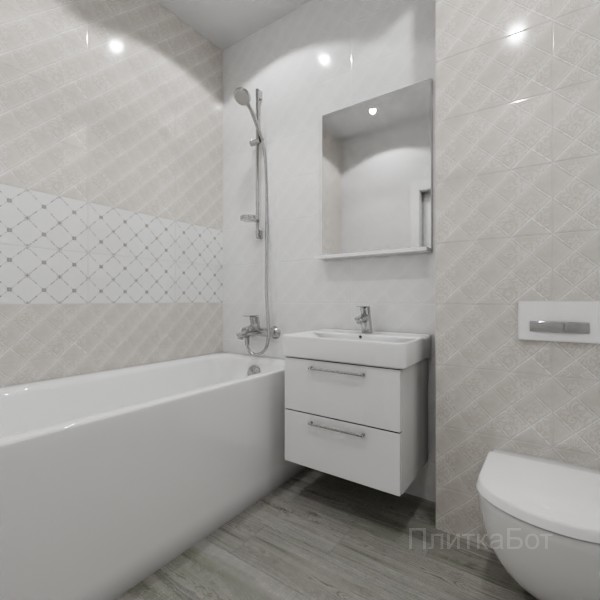 ALMA ceramica 2026, Брента, Два декора над ванной, контраст у инсталляции, палубная №2