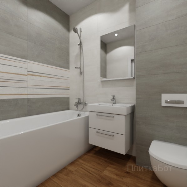 ALMA ceramica 2026, Дакар, Два декора над ванной, контраст у инсталляции, палубная №2