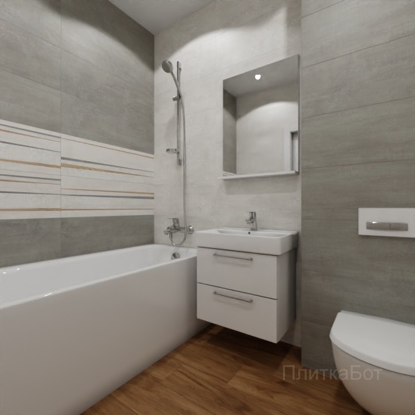 ALMA ceramica 2026, Дакар, Два декора над ванной, контраст у инсталляции, палубная №4