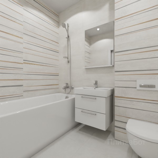 ALMA ceramica 2026, Дакар, Два декора над ванной, контраст у инсталляции №1