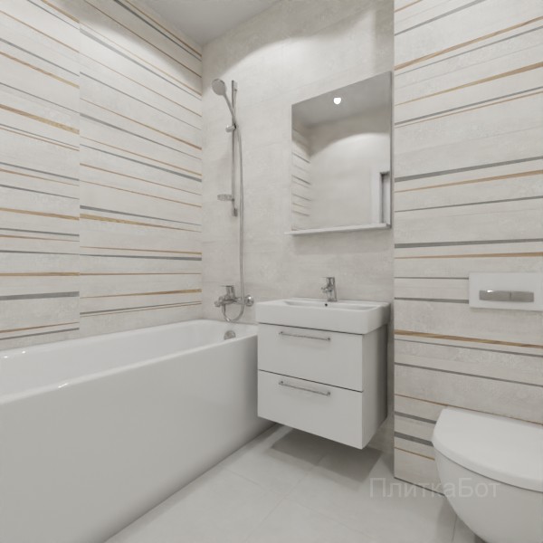 ALMA ceramica 2026, Дакар, Два декора над ванной, контраст у инсталляции №3
