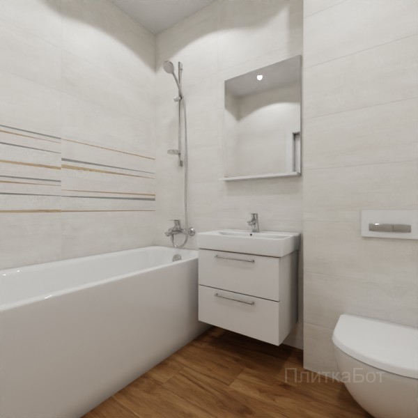 ALMA ceramica 2026, Дакар, Два декора над ванной и основная плитка, палубная №1