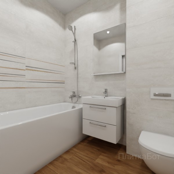 ALMA ceramica 2026, Дакар, Два декора над ванной и основная плитка, палубная №2