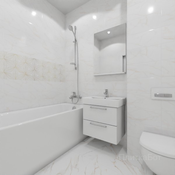 ALMA ceramica 2026, Дея, Два декора над ванной и основная плитка