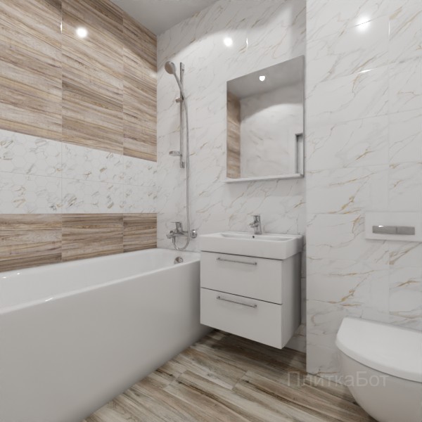 ALMA ceramica 2026, Дублин, Два декора над ванной, палубная