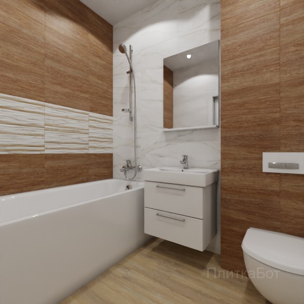 ALMA ceramica 2026, Эйфория, Два декора над ванной, контраст у инсталляции, палубная №1