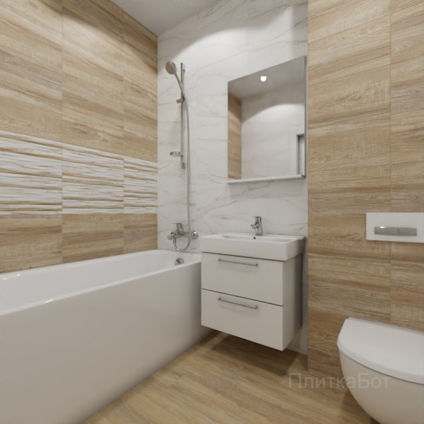 ALMA ceramica 2026, Эйфория, Два декора над ванной, контраст у инсталляции, палубная №3